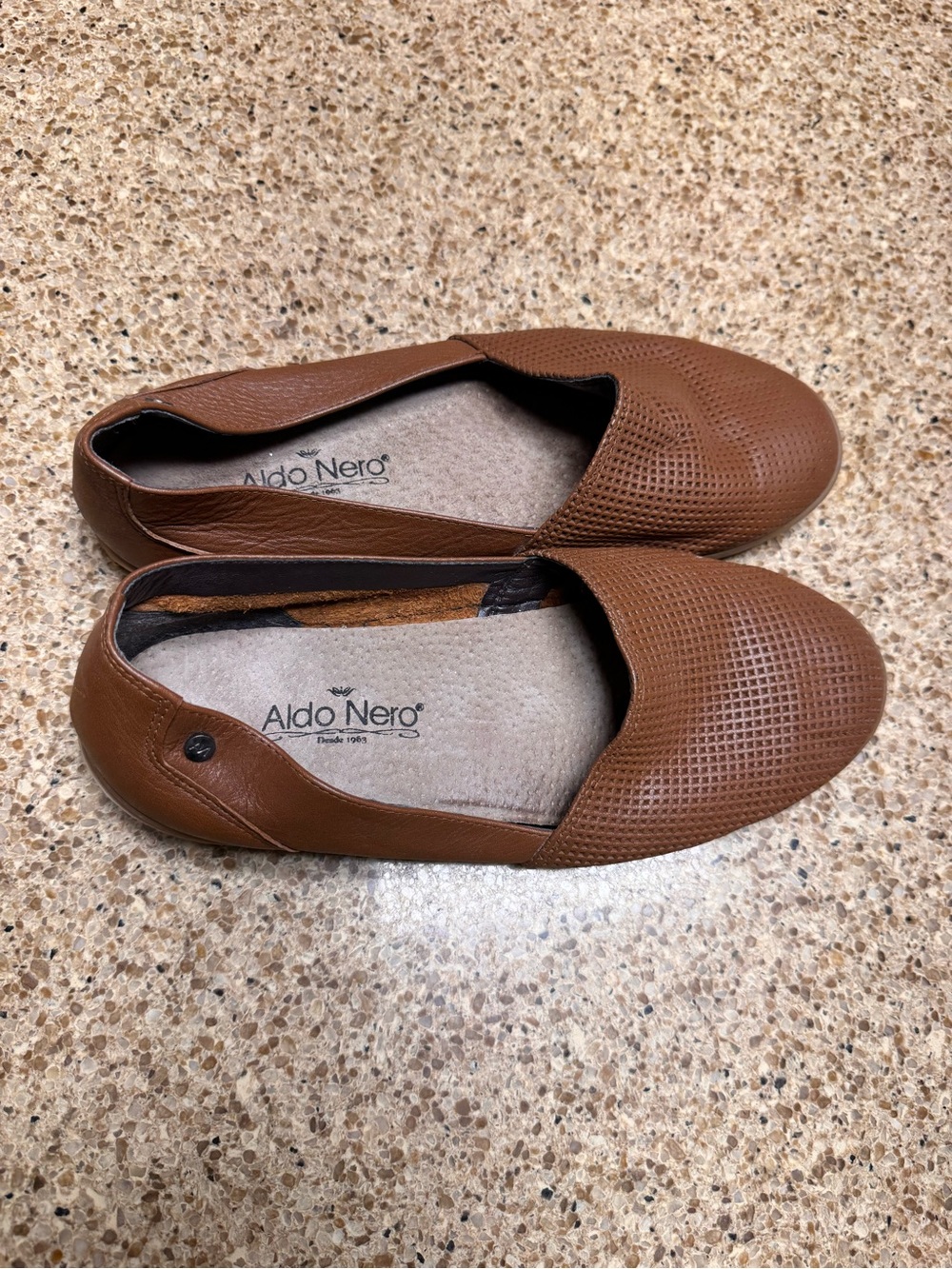 Aldo Nero Leather Women's Cognac Brown Slip-On Loafers